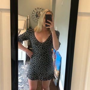 Reformation Black Floral Mini Dress